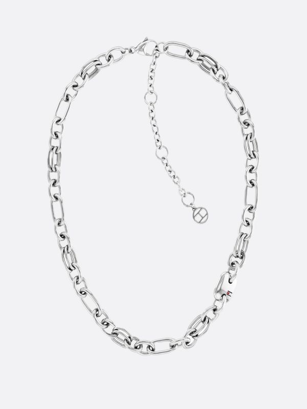 Stainless Steel Contrast Chain-Link Necklace — Silver