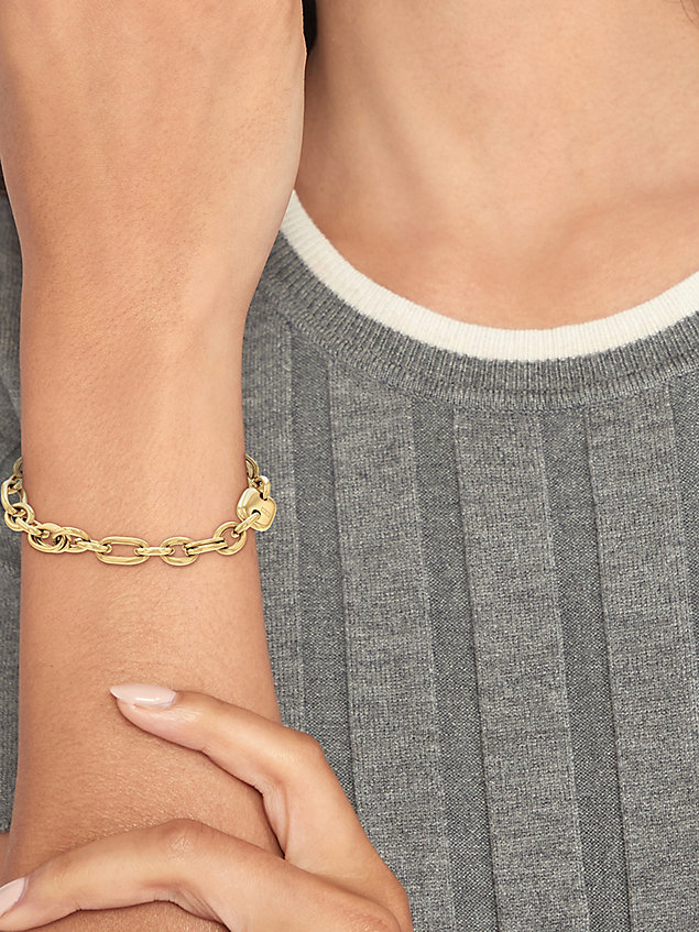 bracelet plaqué or à maillons contrastés gold pour femmes tommy hilfiger