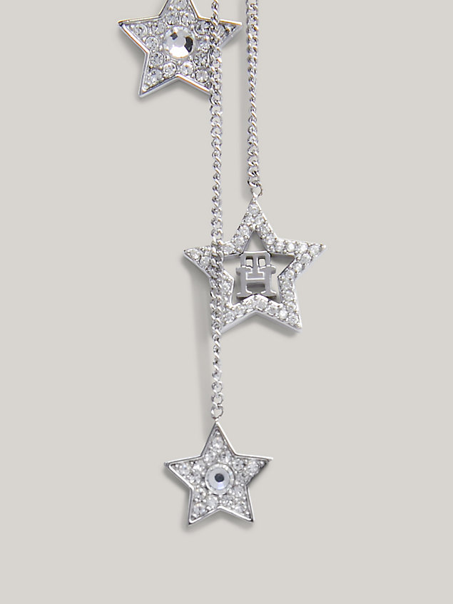 orecchini asimmetrici con stelle e cristalli silver da donna tommy hilfiger