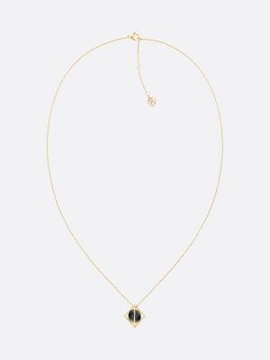 gold gold-plated onyx orb necklace for women tommy hilfiger