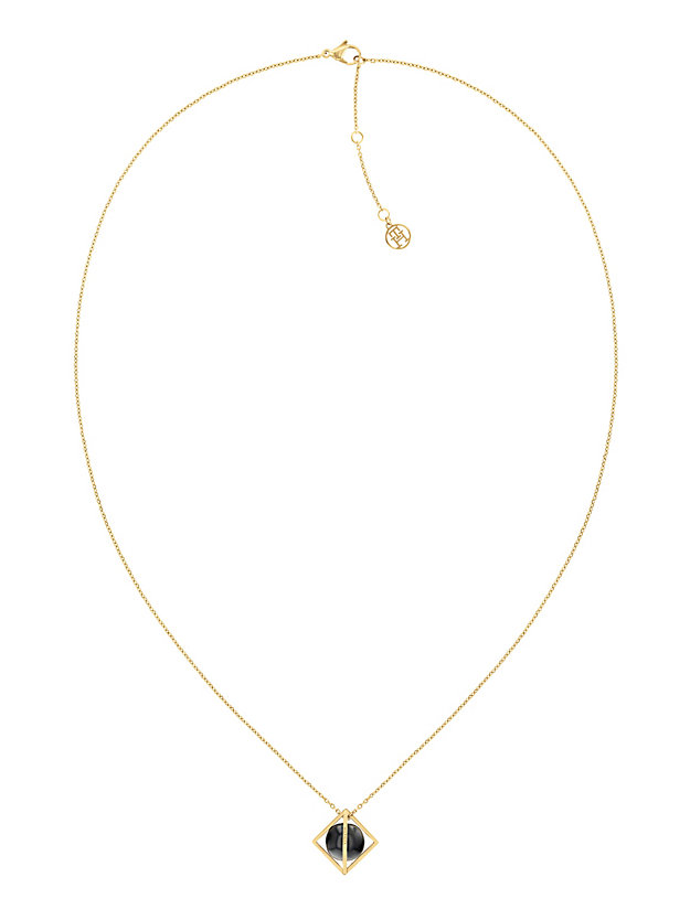 gold gold-plated onyx orb necklace for women tommy hilfiger