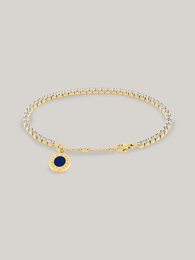gold oval crystal charm gold-plated bracelet for women tommy hilfiger