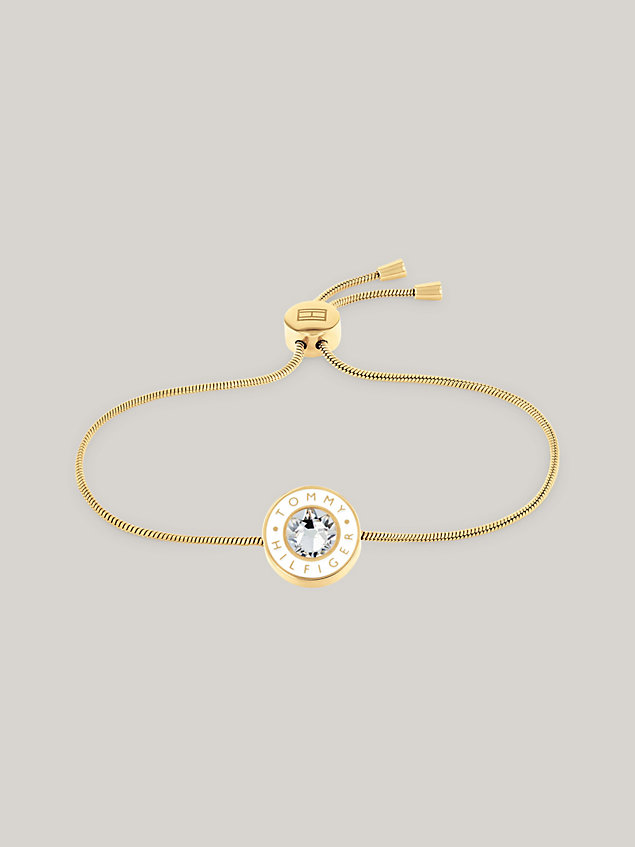 gold white enamel logo gold-plated slider bracelet for women tommy hilfiger