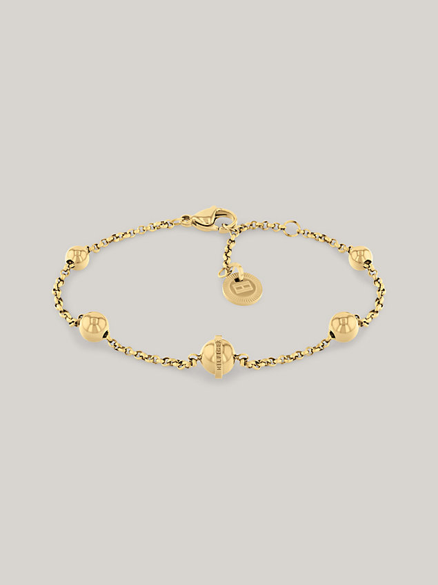 gold vergoldetes edelstahl-armband mit kugeln für damen - tommy hilfiger