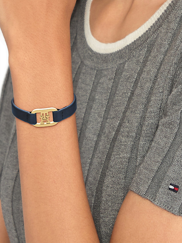 blue navy leather strap bracelet for women tommy hilfiger