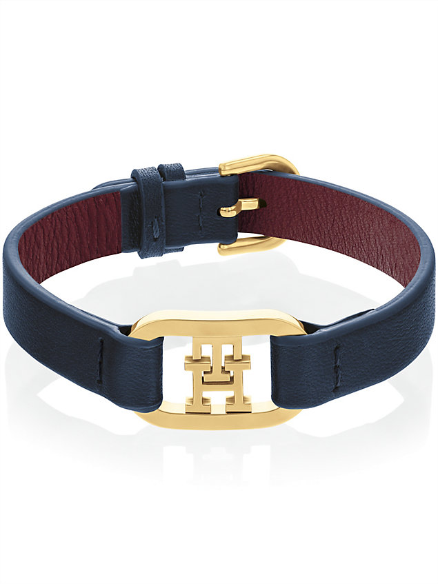 blue navy leather strap bracelet for women tommy hilfiger