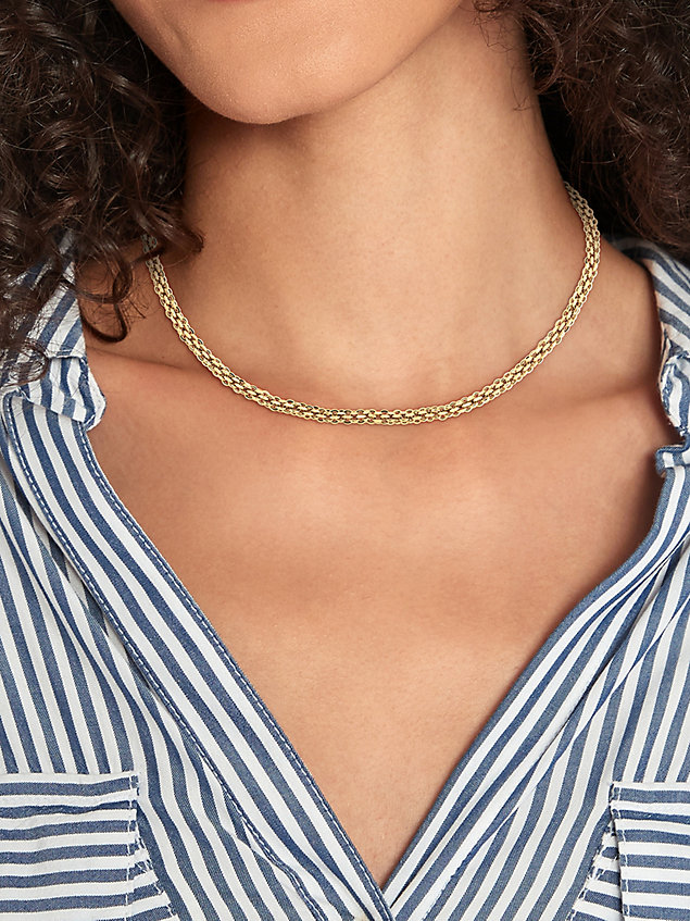 collier chaîne entrelacé plaqué or gold pour femmes tommy hilfiger
