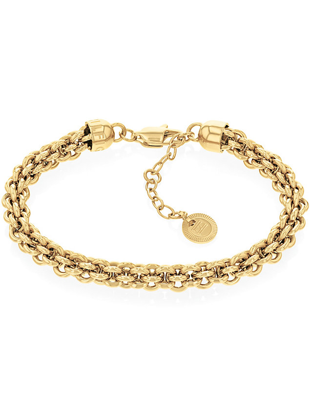 bracelet chaîne entrelacé plaqué or gold pour femmes tommy hilfiger