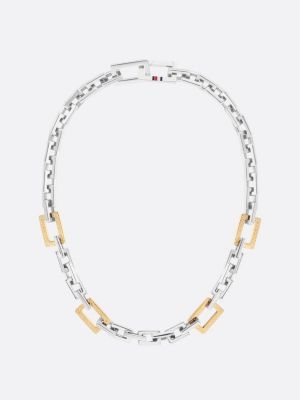 multi two-tone infinity chain th monogram necklace for women tommy hilfiger