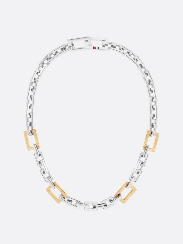 Two-Tone Infinity Chain TH Monogram Necklace — Multi