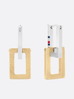 multi two-tone chain th monogram earrings for women tommy hilfiger