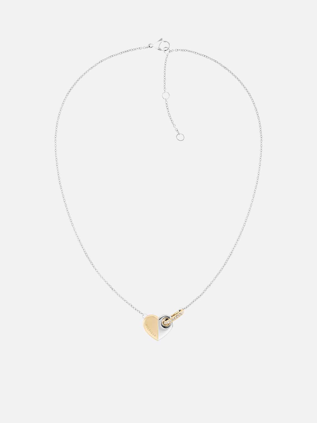 Two-Tone Gold-Plated Stainless Steel Heart Necklace — Multi