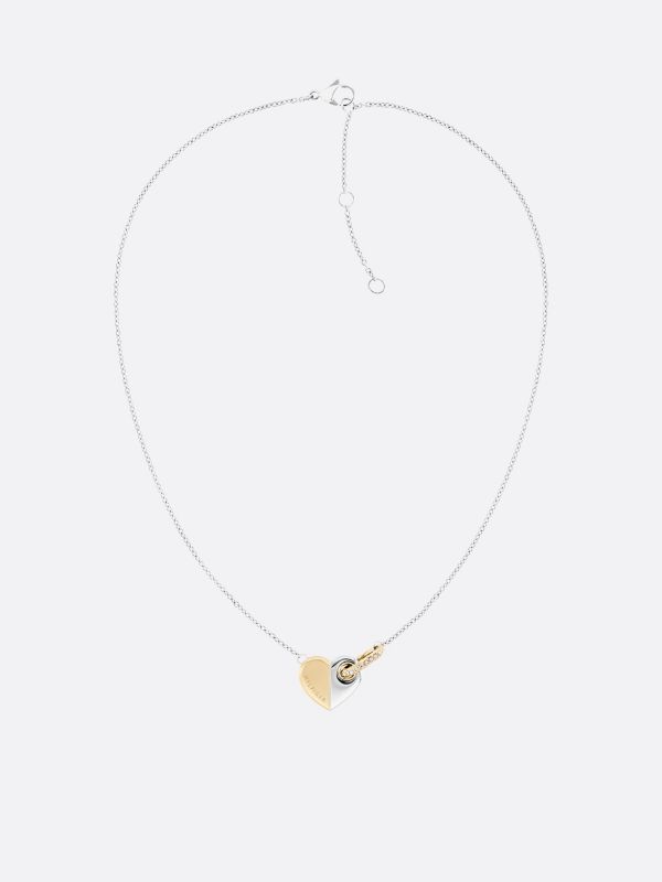 Two-Tone Gold-Plated Stainless Steel Heart Necklace — Multi