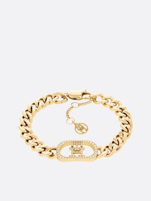 gold th monogram crystal-embellished charm gold-plated bracelet for women tommy hilfiger