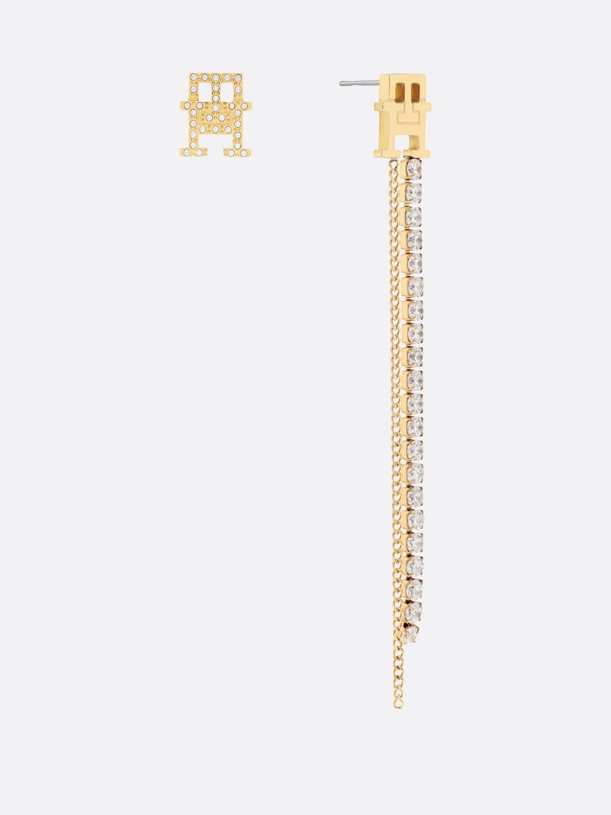 TH Monogram Crystal-Embellished Gold-Plated Earrings — Multi