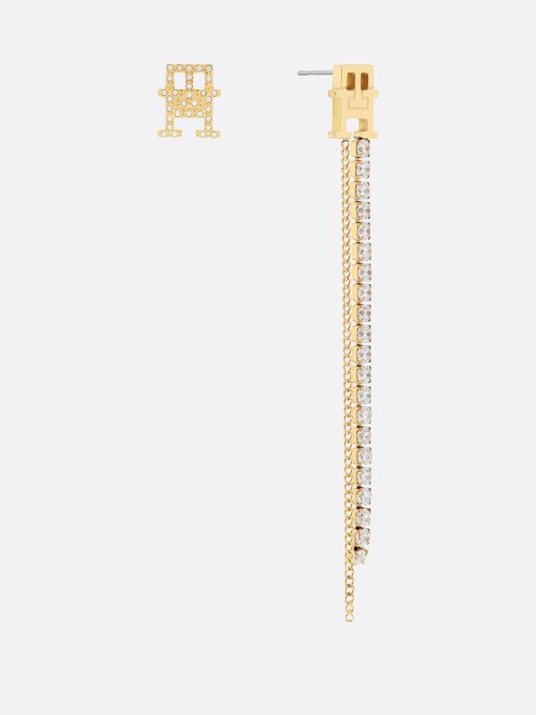 TH Monogram Crystal-Embellished Gold-Plated Earrings — Multi