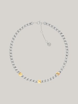 collana con inserti placcati oro silver da donne tommy hilfiger