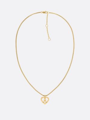 gold gold-plated th monogram heart necklace for women tommy hilfiger