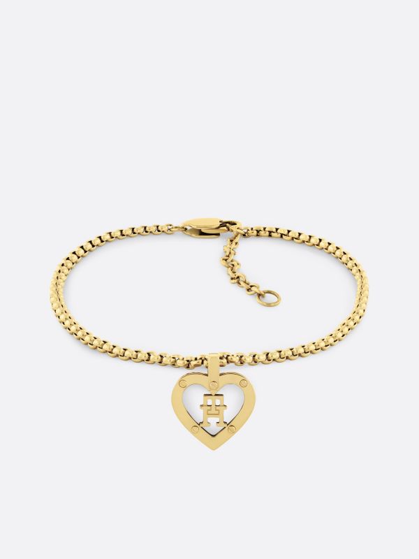 Gold-Plated TH Monogram Heart Bracelet — Gold