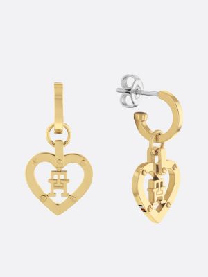 boucles d'oreilles plaqué or à monogramme th or pour femmes tommy hilfiger