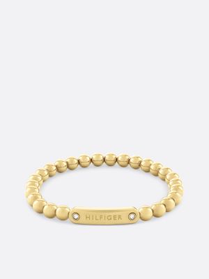 gold vergoldetes perlen-armband mit logo für damen - tommy hilfiger