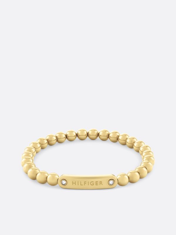 Gold-Plated Bead Logo Bracelet — Gold