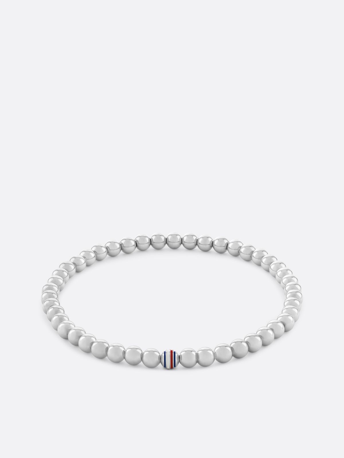 Stainless Steel Signature Bead Bracelet — Silver