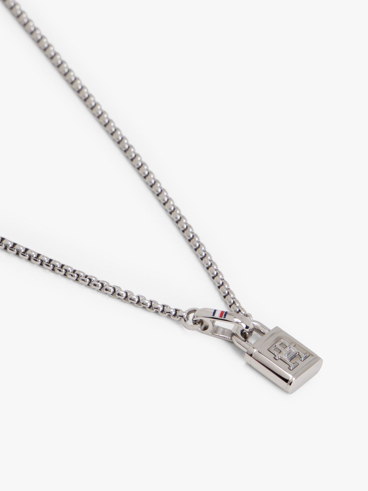 TH Monogram Padlock Stainless Steel Necklace — Silver
