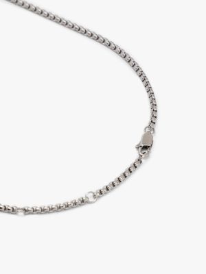 silver th monogram padlock stainless steel necklace for women tommy hilfiger