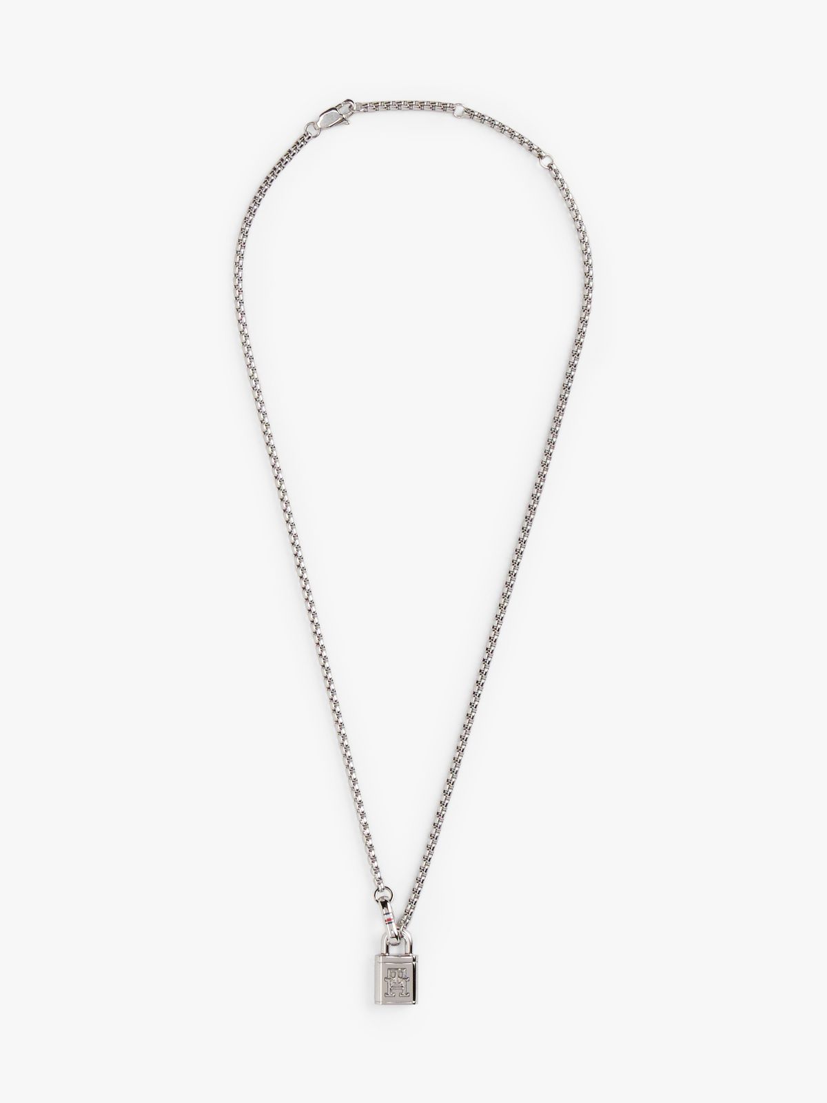 TH Monogram Padlock Stainless Steel Necklace — Silver