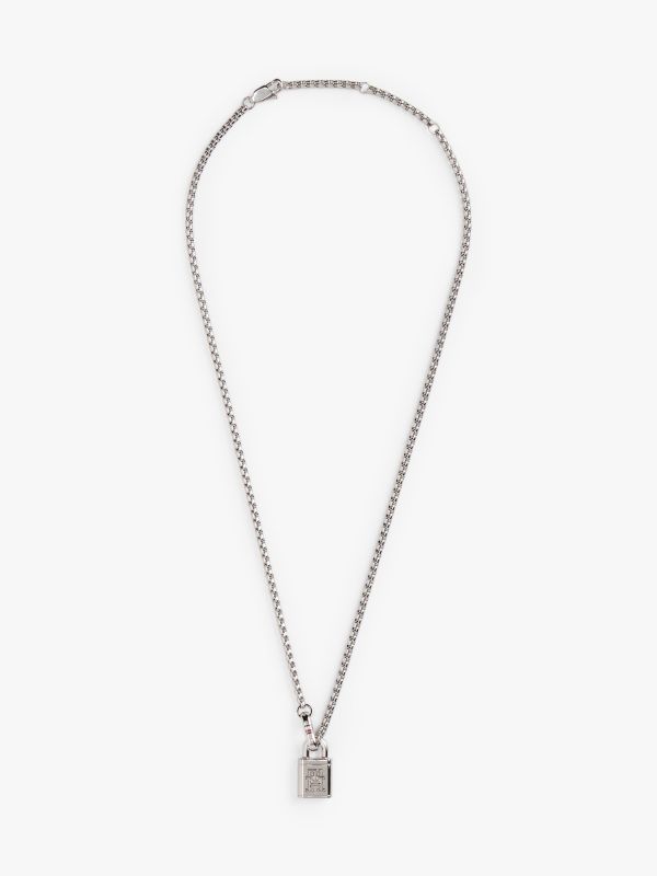 TH Monogram Padlock Stainless Steel Necklace — Silver