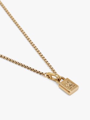 gold vergoldete halskette mit th-monogramm und schloss für damen - tommy hilfiger