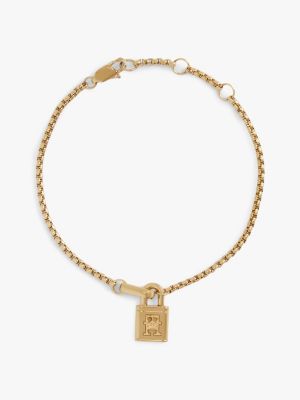 gold th monogram padlock gold-plated bracelet for women tommy hilfiger