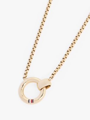 gold gold-plated stainless steel circle pendant necklace for women tommy hilfiger