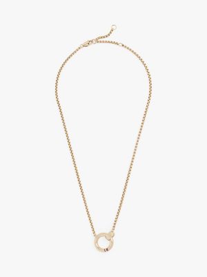 gold gold-plated stainless steel circle pendant necklace for women tommy hilfiger