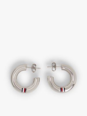 silver stainless steel hoop earrings for women tommy hilfiger