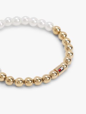 white two-tone gold-plated bead bracelet for women tommy hilfiger