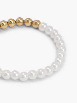 white two-tone gold-plated bead bracelet for women tommy hilfiger