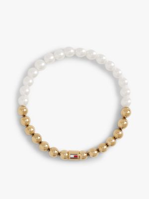 white two-tone gold-plated bead bracelet for women tommy hilfiger