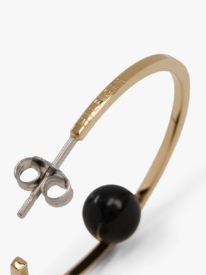 black onyx gold-plated hoop earrings for women tommy hilfiger