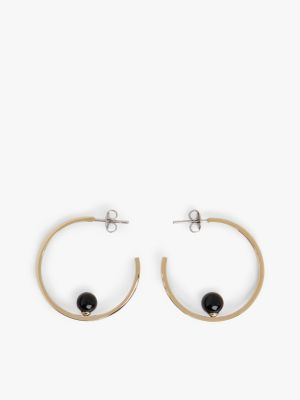 black onyx gold-plated hoop earrings for women tommy hilfiger