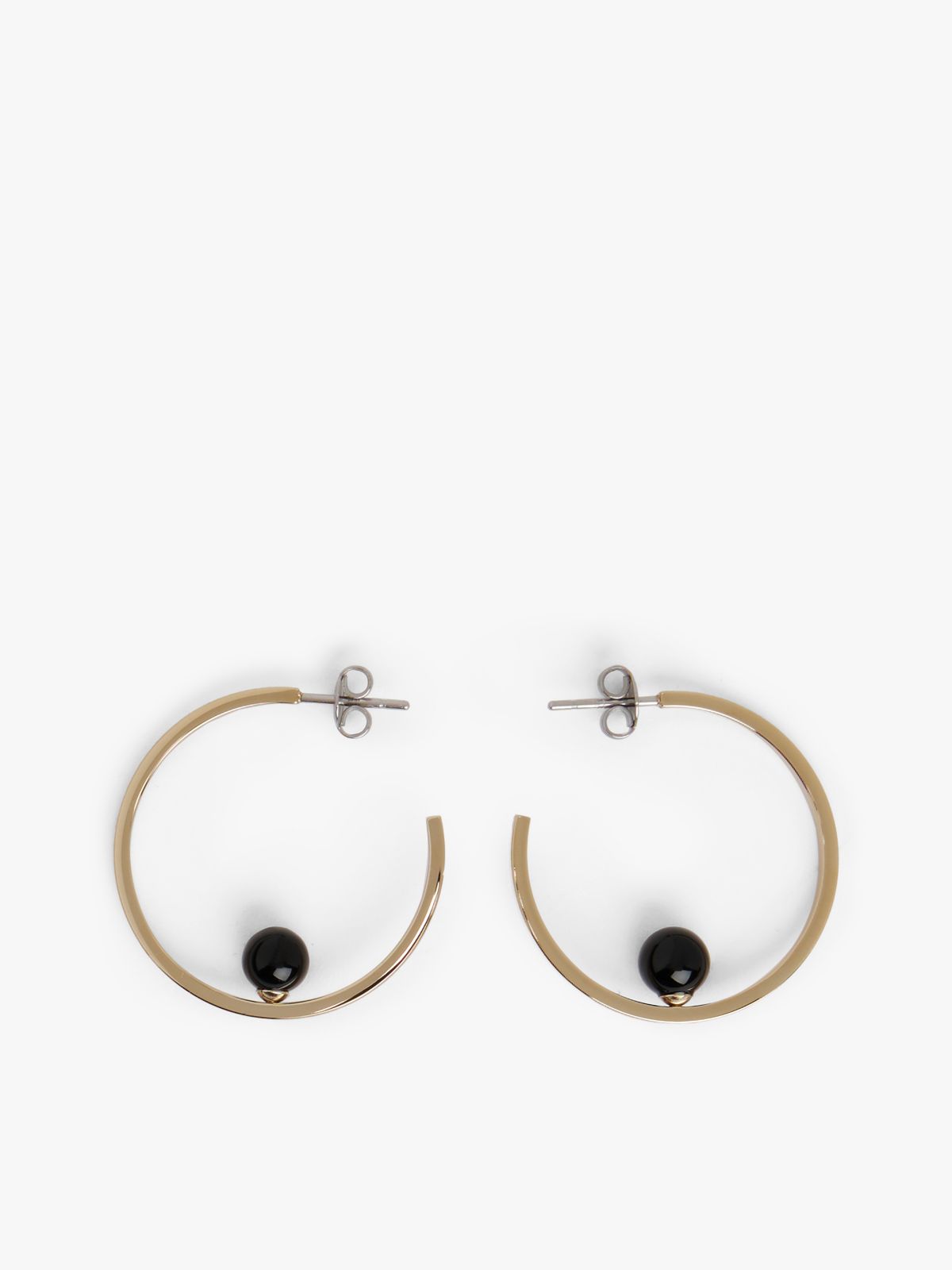 Onyx Gold-Plated Hoop Earrings — Black