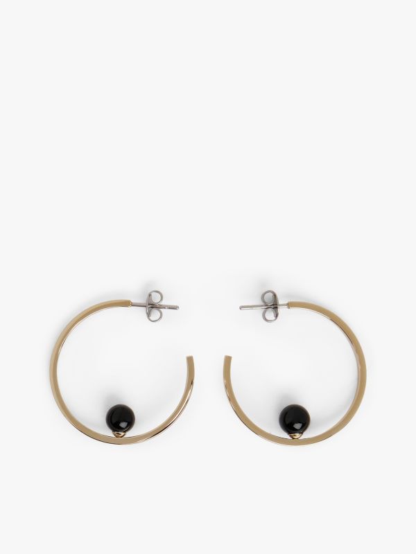 Onyx Gold-Plated Hoop Earrings — Black