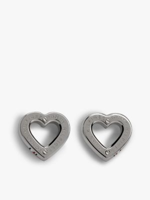 boucles d'oreilles cœur en acier inoxydable argent pour femmes tommy hilfiger