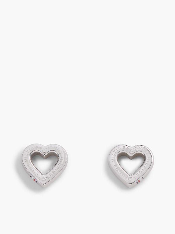 Stainless Steel Heart Earrings — Silver