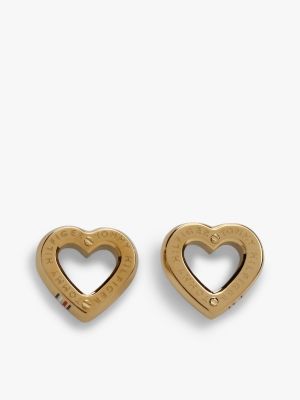 gold gold-plated heart earrings for women tommy hilfiger