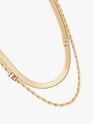 collier plaqué or à maillons superposés or pour femmes tommy jeans