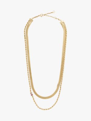 collana a doppio filo in acciaio inossidabile gold da donne tommy jeans