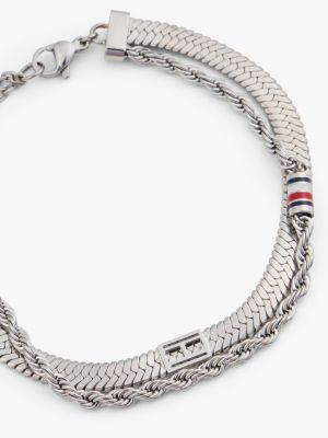 bracciale a doppia catenella in acciaio argento da donne tommy jeans