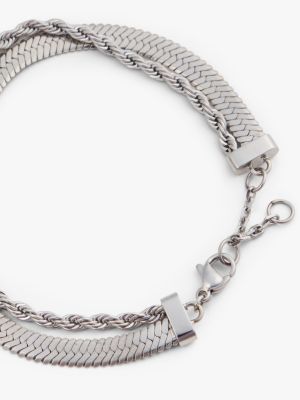 bracciale a doppia catenella in acciaio argento da donne tommy jeans